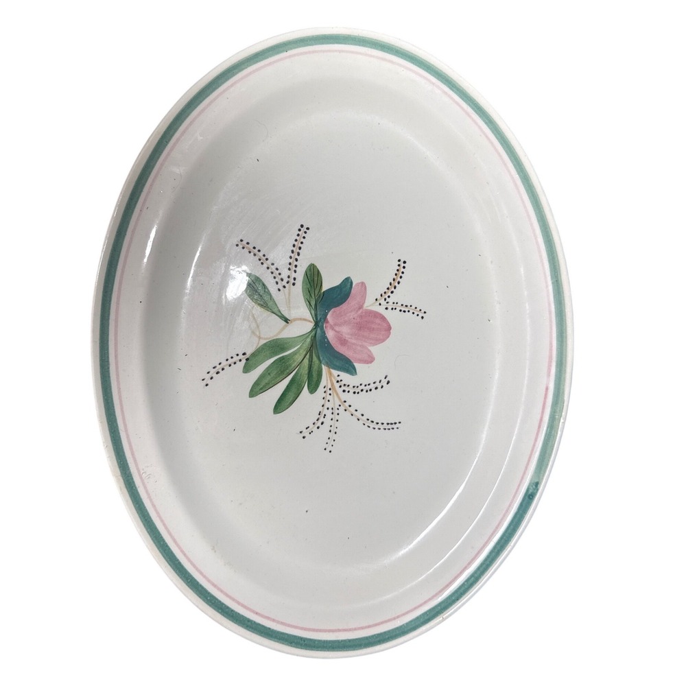 Vintage Blue Ridge Pottery HandPainted Floral Oval Stoneware Serving 13"platter